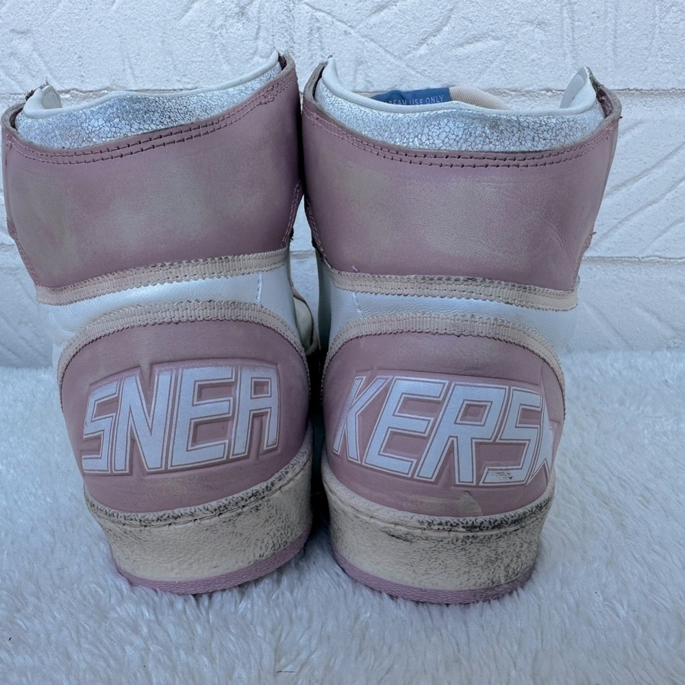 New Golden Goose Sky Star High Top Pink/White Sneakers Size 42 - Picture 9 of 12